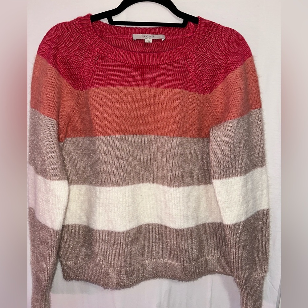 LOFT Striped Crew Neck Sweater Size S NWOT